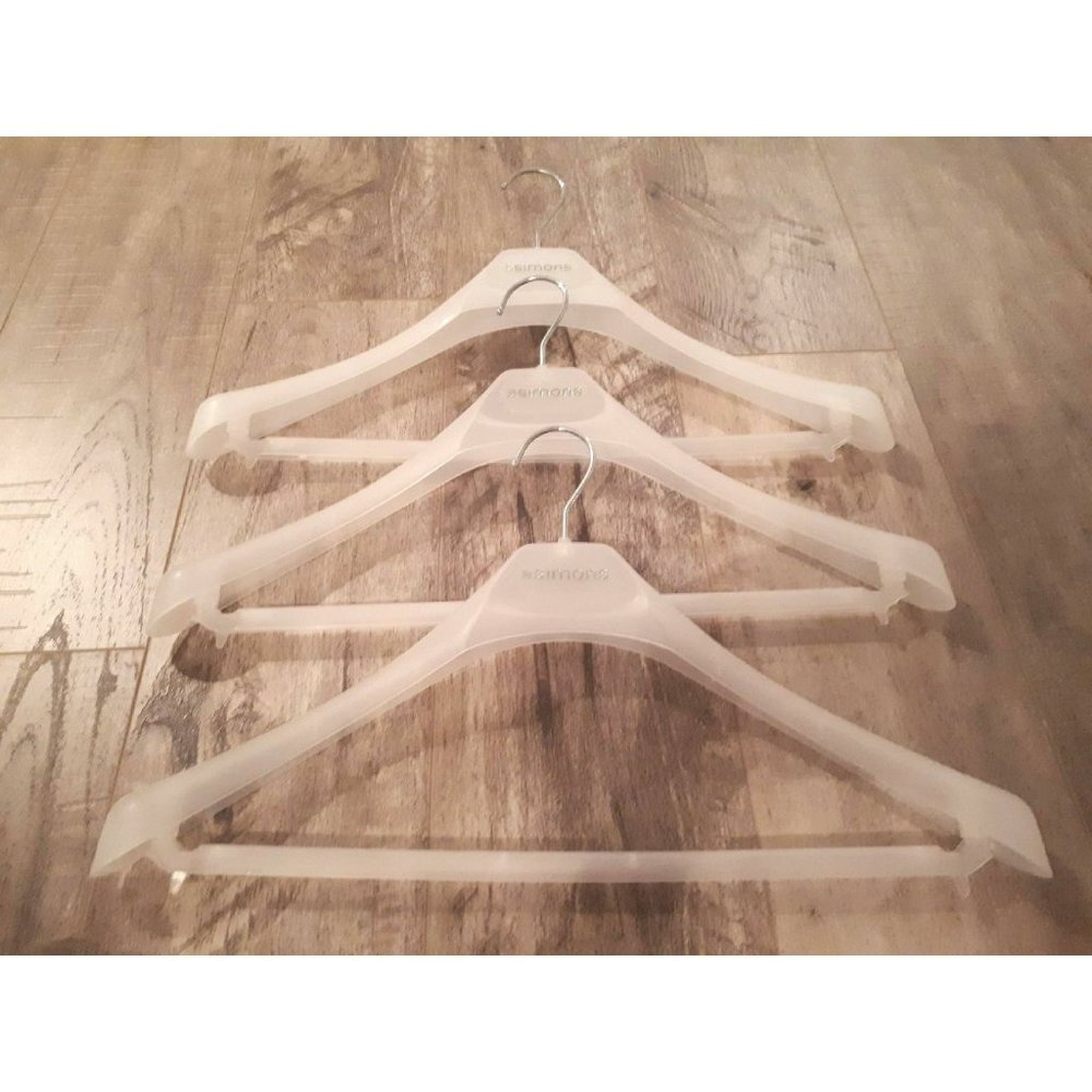 Set of 3 White Transparent Large SIMONS Department Store Hangers